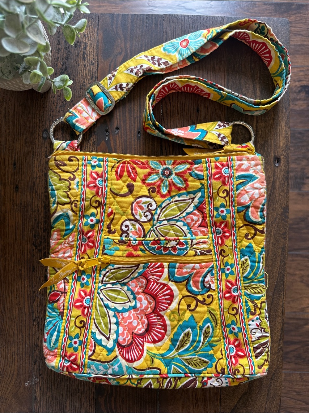 Vera Bradley Provençal Quilted Crossbody Bag Yellow Floral Retired Pattern